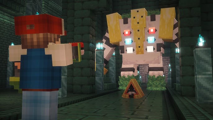 Minecraft player encountering Regigigas in a Cobblemon dungeon